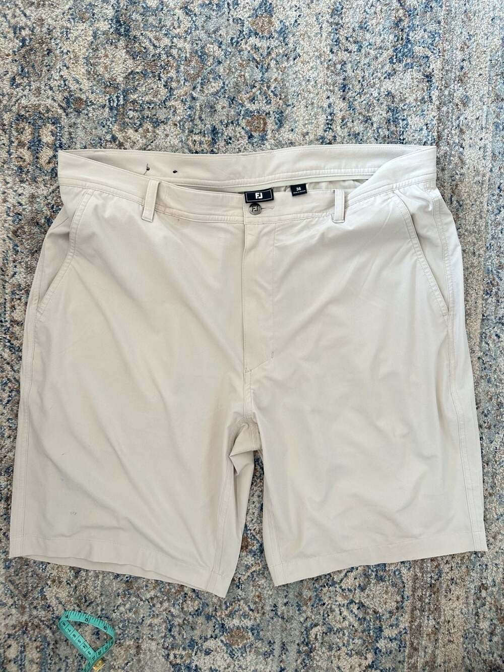 FootJoy FJ Mens Chino Golf Shorts Size 36 Beige Performance Flat Front